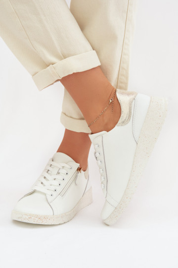 Leer schoenen Dames met ritssluitingen INit-gouden kleur Dorothea