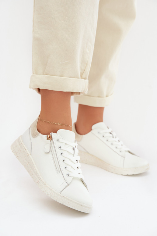 Leer schoenen Dames met ritssluitingen INit-gouden kleur Dorothea