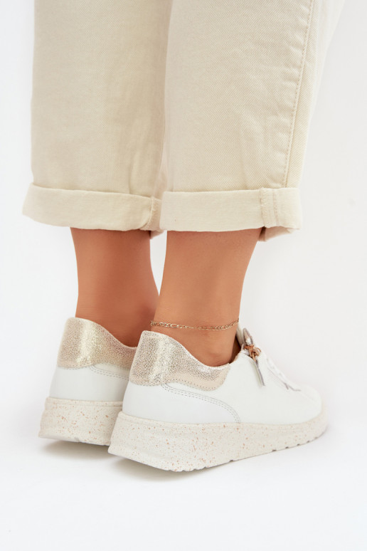 Leer schoenen Dames met ritssluitingen INit-gouden kleur Dorothea