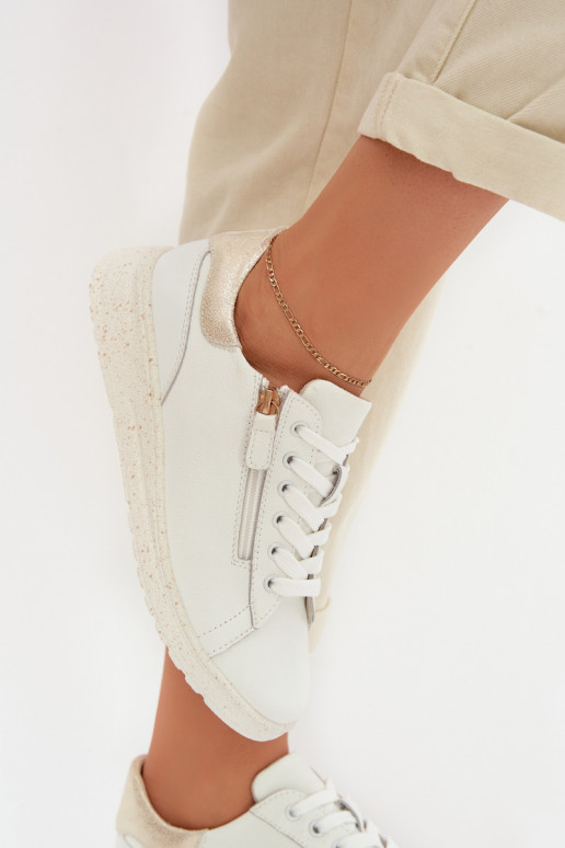 Leer schoenen Dames met ritssluitingen INit-gouden kleur Dorothea