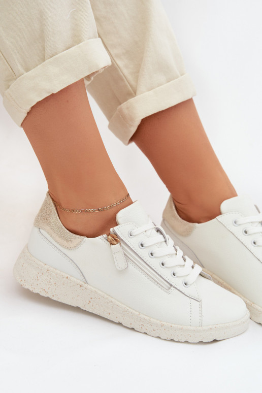 Leer schoenen Dames met ritssluitingen INit-gouden kleur Dorothea