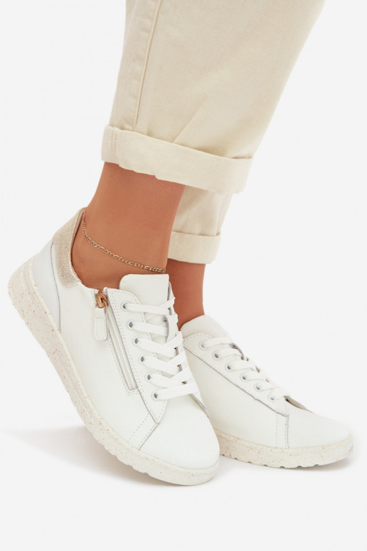 Leer schoenen Dames met ritssluitingen INit-gouden kleur Dorothea