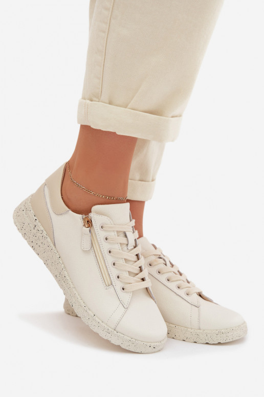 Leer schoenen Dames met ritssluitingen beige Dorothea