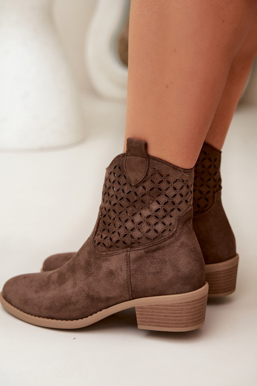 OpengeInerkte laarzen Dames met hakken bruine kleur Briavine