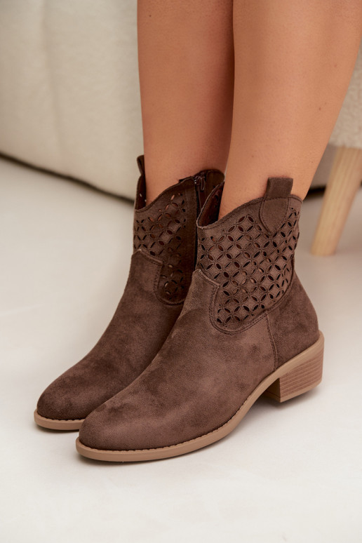 OpengeInerkte laarzen Dames met hakken bruine kleur Briavine