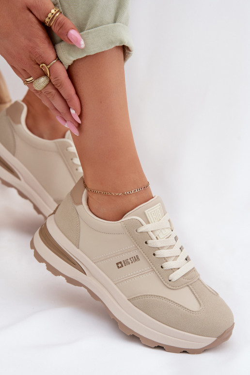 Sneakers model schoenen sportschoenen Dames Big Star TT274876 HI-POLY SYSTEM beige