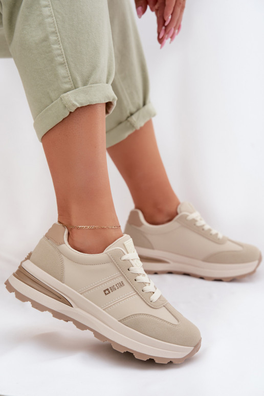 Sneakers model schoenen sportschoenen Dames Big Star TT274876 HI-POLY SYSTEM beige