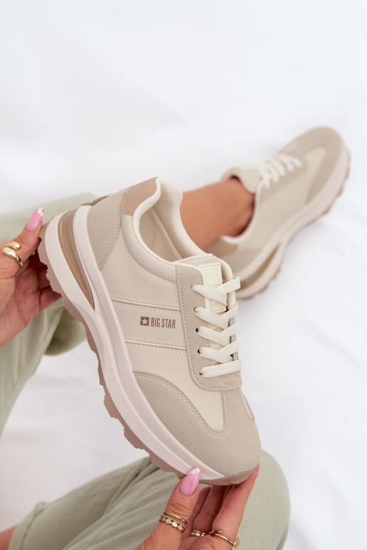 Sneakers model schoenen sportschoenen Dames Big Star TT274876 HI-POLY SYSTEM beige