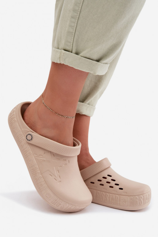 Slippers Klompen Dames LichtgeInicht pantoffels Big Star TT274A083 beige