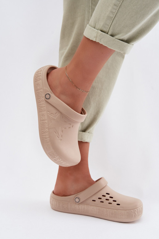 Slippers Klompen Dames LichtgeInicht pantoffels Big Star TT274A083 beige