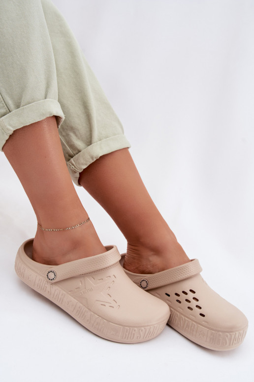 Slippers Klompen Dames LichtgeInicht pantoffels Big Star TT274A083 beige