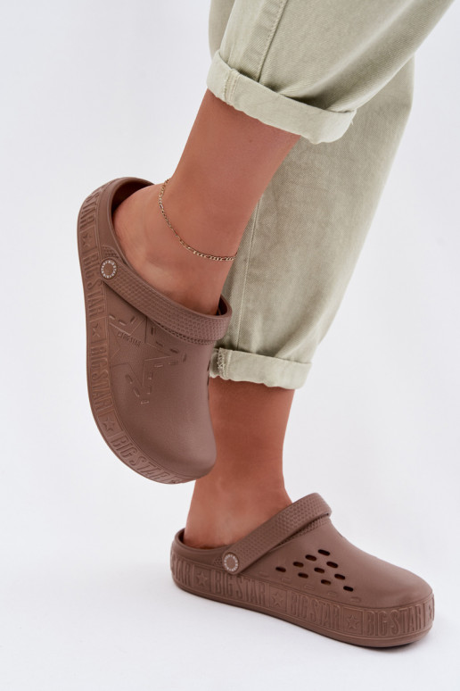 Slippers Klompen Dames LichtgeInicht pantoffels Big Star TT274A085 bruine kleur