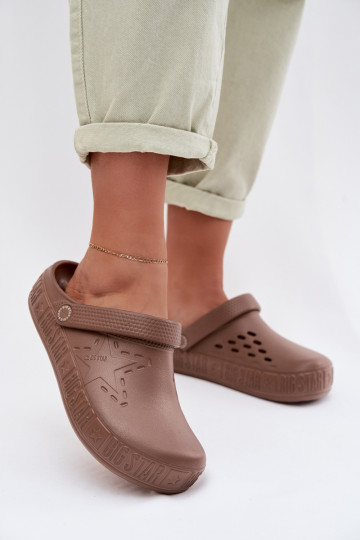 Slippers Klompen Dames LichtgeInicht pantoffels Big Star TT274A085 bruine kleur 2