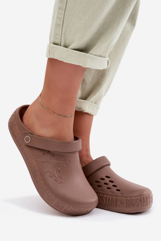 Slippers Klompen Dames LichtgeInicht pantoffels Big Star TT274A085 bruine kleur