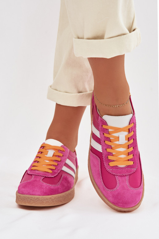 Leer Sneakers model schoenen Dames S.Barski LR61-7059 roze
