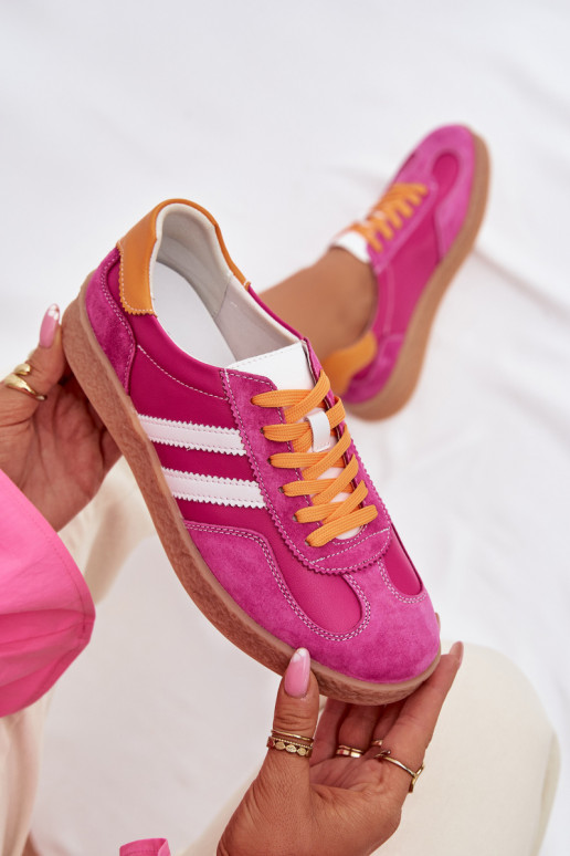 Leer Sneakers model schoenen Dames S.Barski LR61-7059 roze