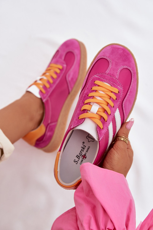 Leer Sneakers model schoenen Dames S.Barski LR61-7059 roze