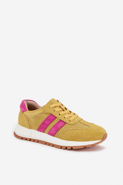 Sneakers model schoenen DamesOpturalnego van suèdeu geel Het heeftrceline