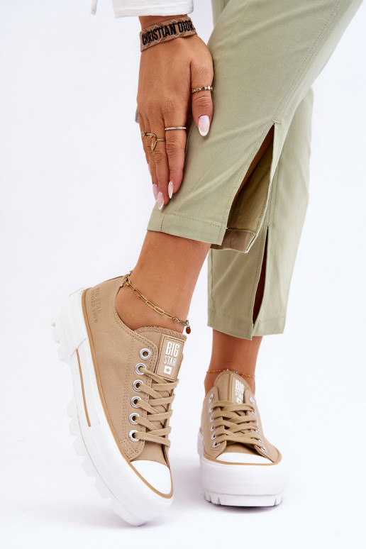 materiaal vrijetijdsschoenen met platform Big Star LL274154 beige