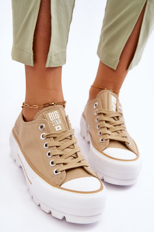 materiaal vrijetijdsschoenen met platform Big Star LL274154 beige