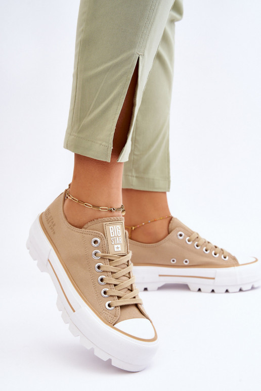 materiaal vrijetijdsschoenen met platform Big Star LL274154 beige