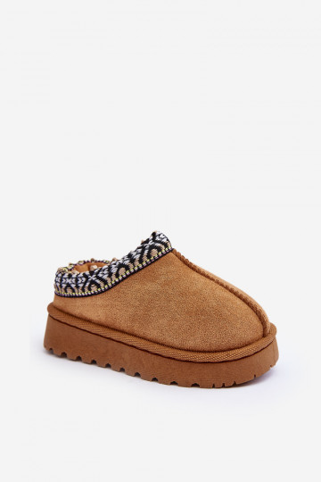 Kinderslippers instapmodel gevoerd bruine kleur Olivane