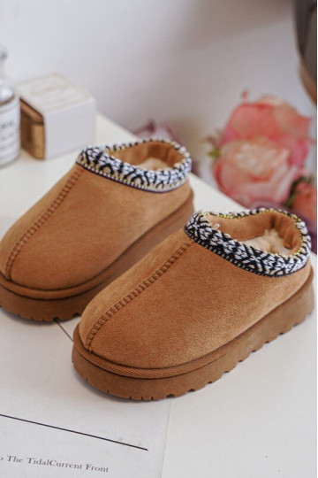 Kinderslippers instapmodel gevoerd bruine kleur Olivane 2