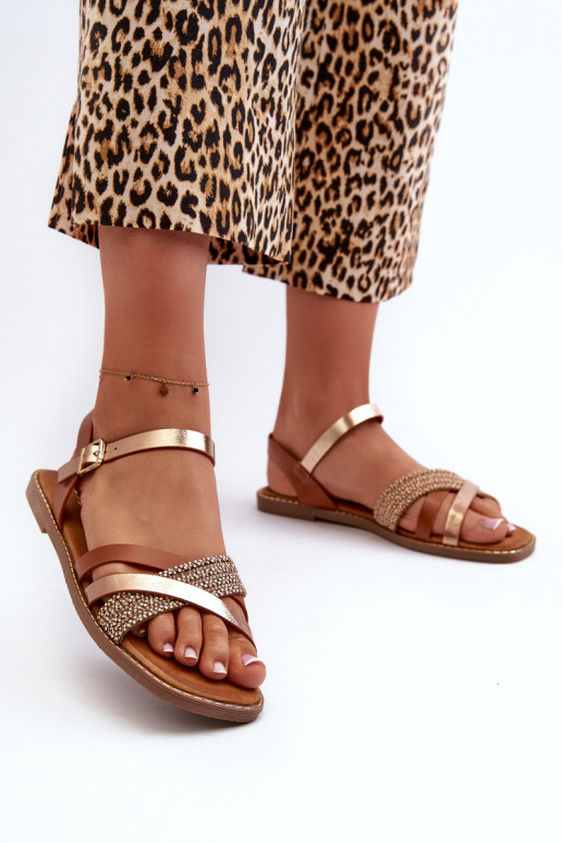 Dames sandalen van ecoleer Sergio Leone SK085H bruine kleur