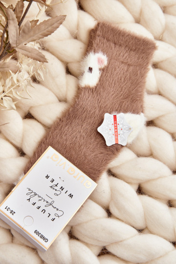 met bont Skarpety Kinderen Met Beer bruine kleur