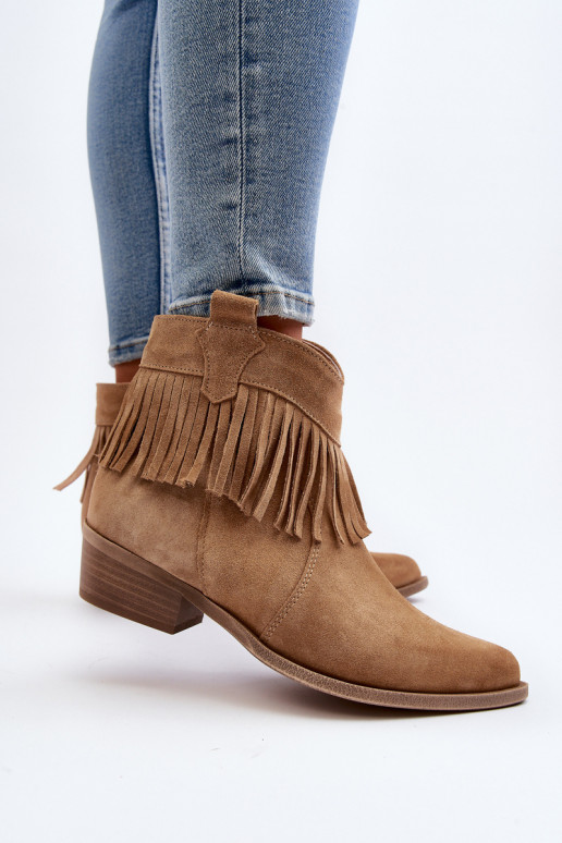Zazoo 3430 Suede schoenen Dames met kInastjes beige