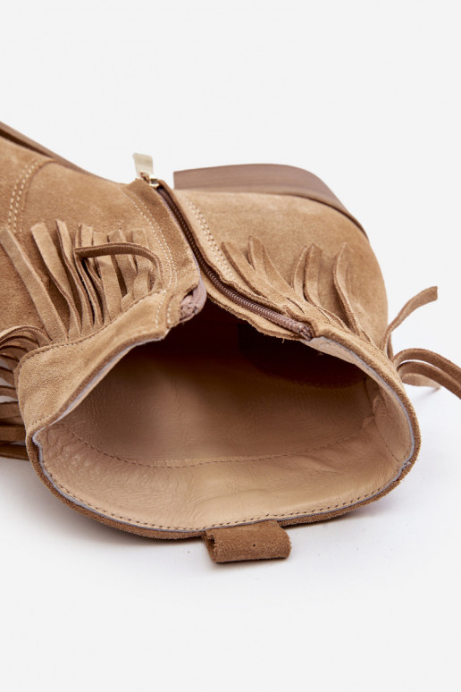 Zazoo 3430 Suede schoenen Dames met kInastjes beige