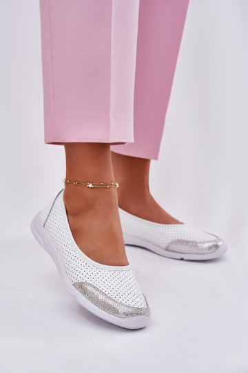 Leer Dames OpengeInerkte ballerinas Initte kleur Lucy