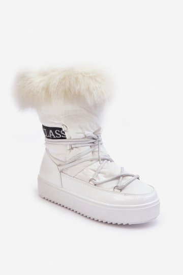 Dames sneeuwlaarzen met veters witte kleur Santero 2