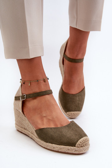 van suède sandalen espadrilles met platform groene kleur Cammer