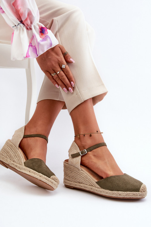 van suède sandalen espadrilles met platform groene kleur Cammer