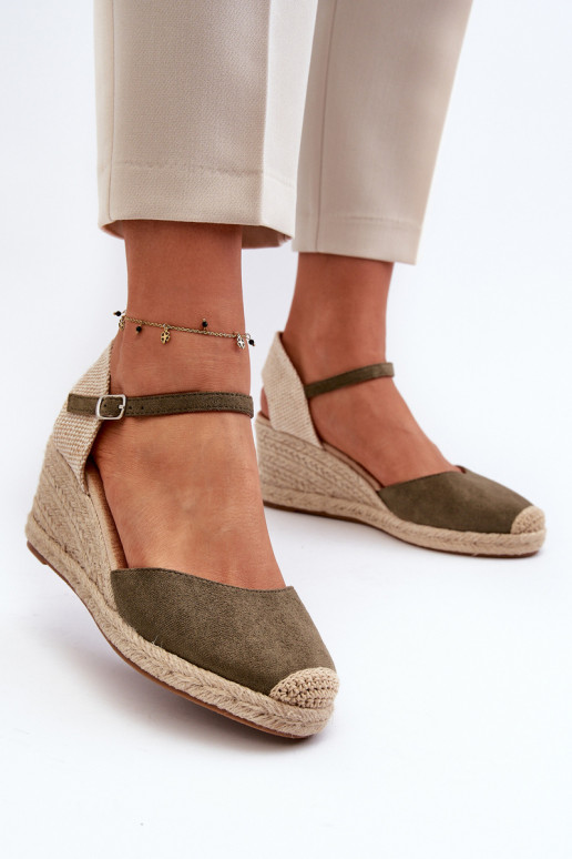 van suède sandalen espadrilles met platform groene kleur Cammer