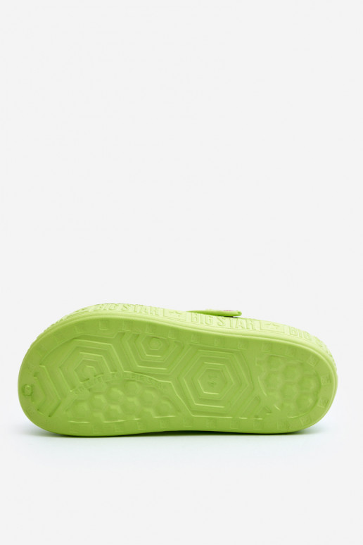 voor mannen LichtgeInicht pantoffels Klompen Big Star II175005 groene kleur