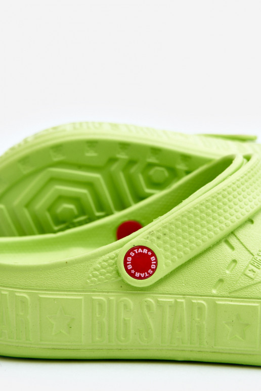 voor mannen LichtgeInicht pantoffels Klompen Big Star II175005 groene kleur