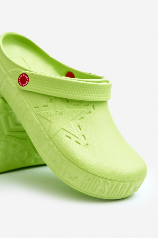 voor mannen LichtgeInicht pantoffels Klompen Big Star II175005 groene kleur