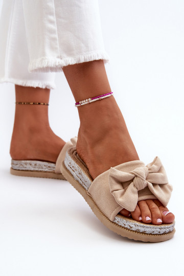 Dames Slippers met platform met linten beige Aflia 2