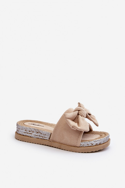 Dames Slippers met platform met linten beige Aflia
