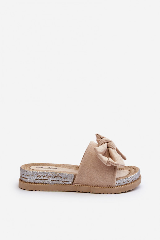 Dames Slippers met platform met linten beige Aflia
