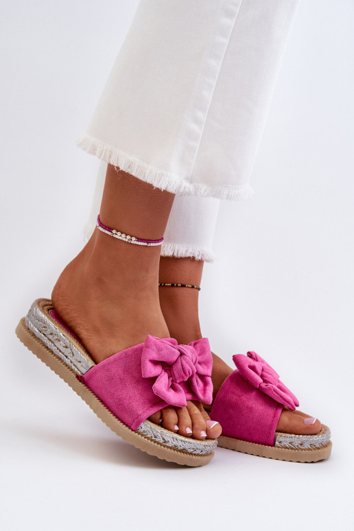 Dames Slippers met platform met linten roze Aflia