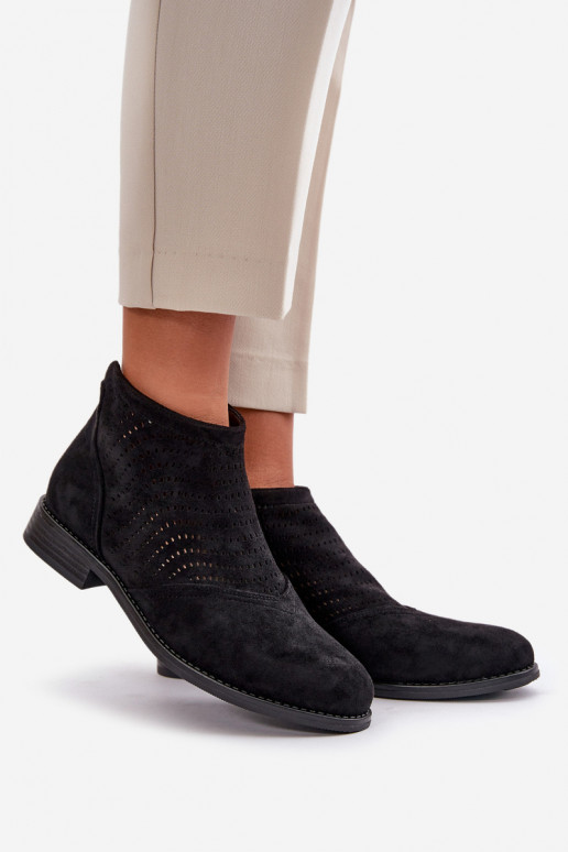 Dameslaarzen met brede hakken met elementen van opengeInerkt zInart S.Barski HY42-076