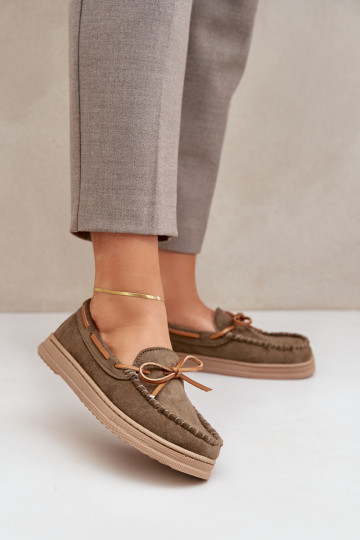 dames mocassins Op een platte zool kaki kleuren Timannie