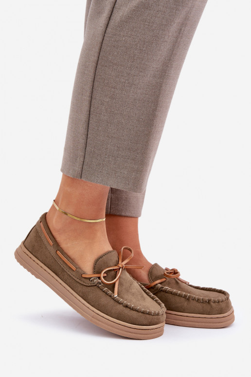 dames mocassins Op een platte zool kaki kleuren Timannie