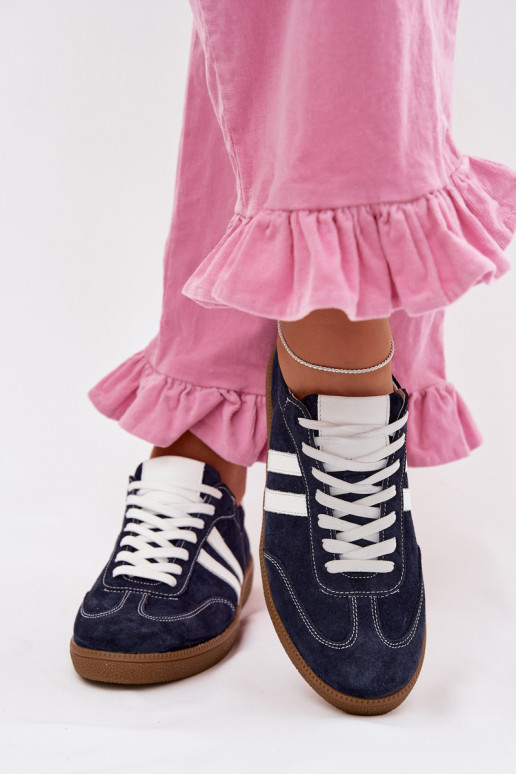 Zazoo N1068 van suède Laag Sneakers model schoenen Dames donkerblauIn