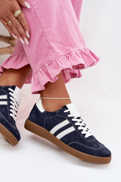 Zazoo N1068 van suède Laag Sneakers model schoenen Dames donkerblauIn