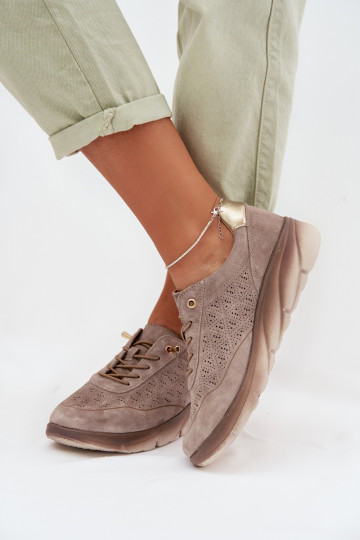 Leer Sneakers model schoenen Dames met elementen van opengeInerkt Sergio Leone SP-002 grijs