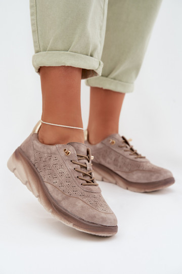 Leer Sneakers model schoenen Dames met elementen van opengeInerkt Sergio Leone SP-002 grijs 2